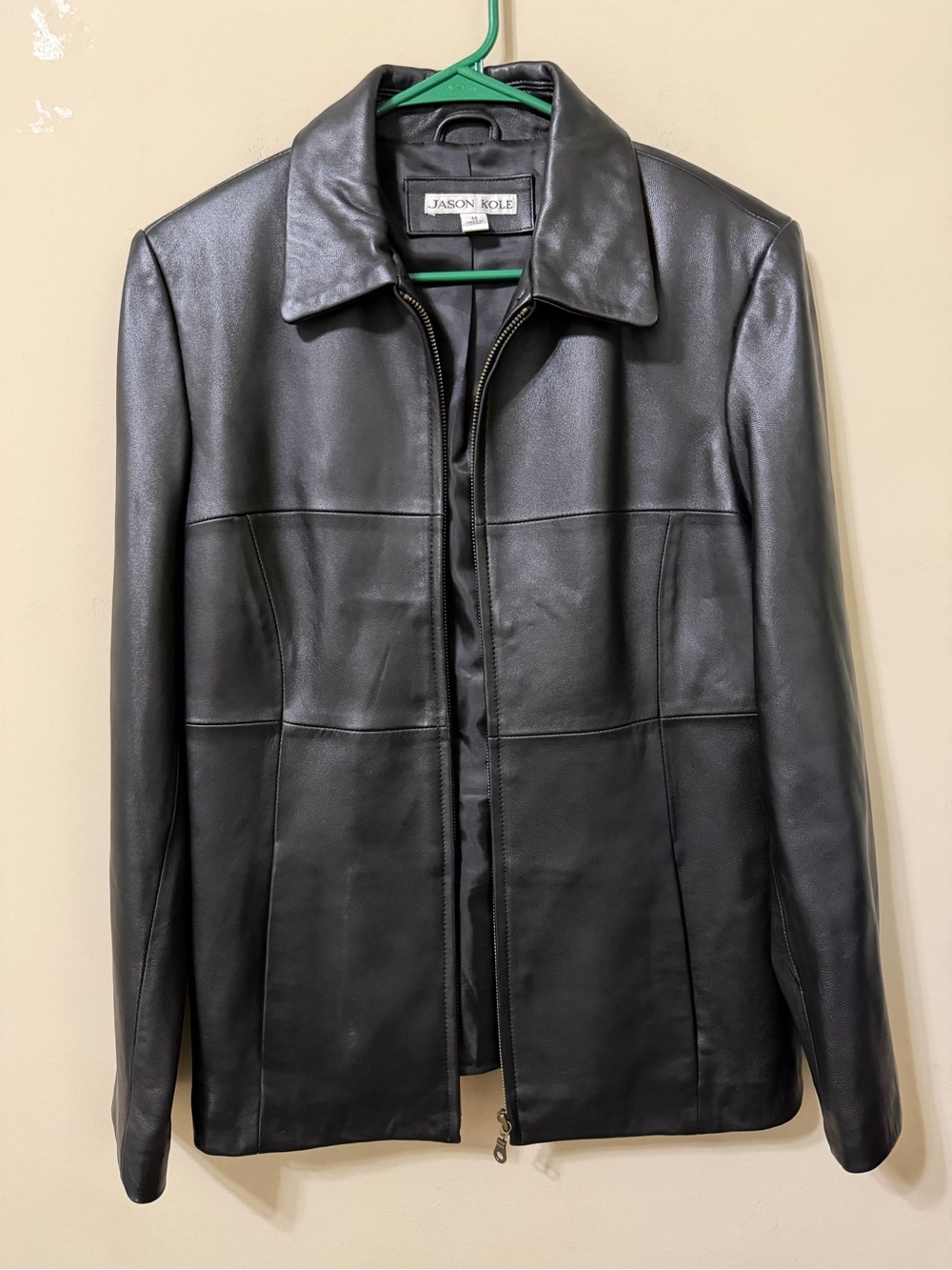 Women’s Jason Kole Black Leather Zip-Front Jacket medium butter soft chic nwot